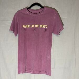 Panic at the Disco Shirt Womens Small Purple Music Band Graphic Tee Brendon Urie
